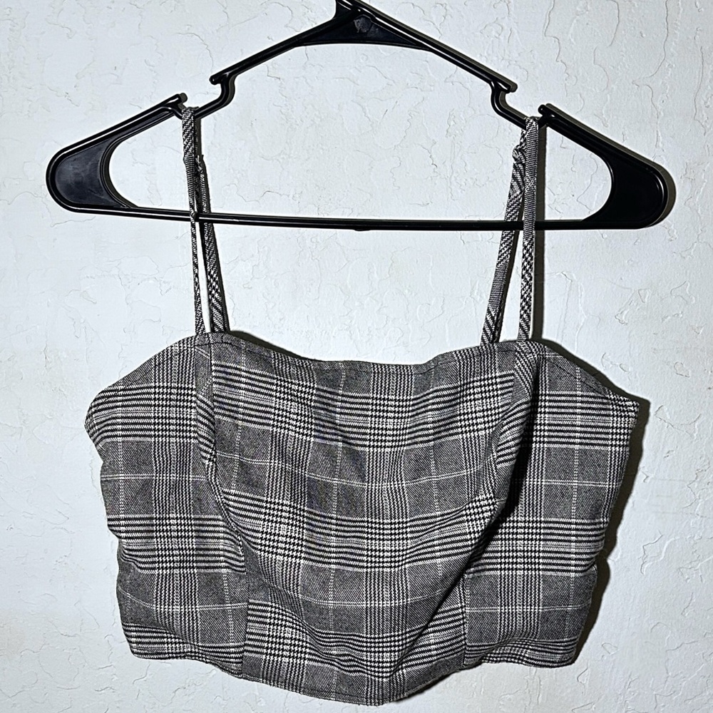 Plaid Gray Women's Top